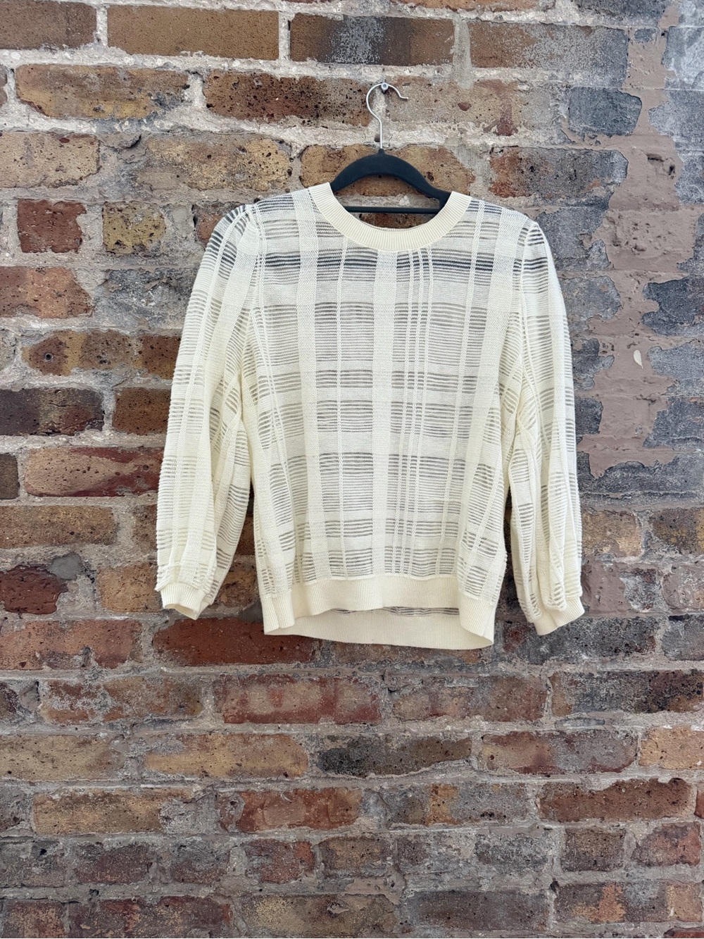 Joie Cream Open-Knit Crew Neck Sweater